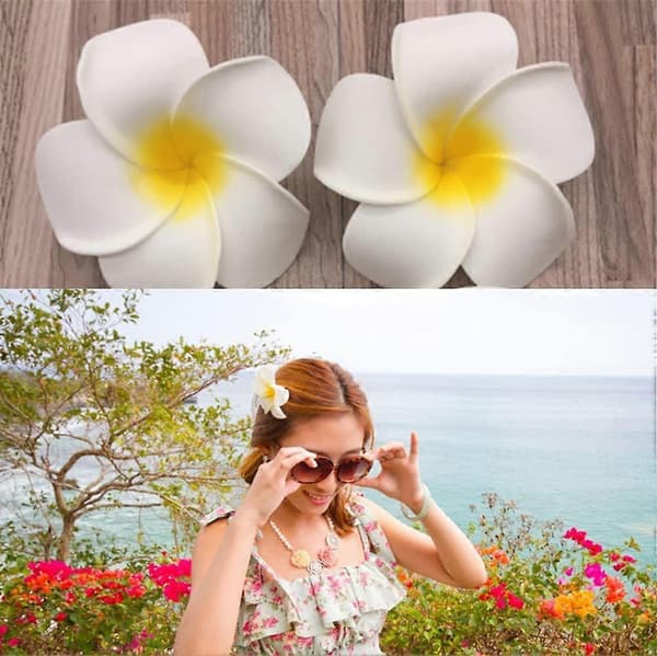 12 st Plumeria Hårklämmor Boho Hawaiianska Skumblommor Håraccessoarer för Strandbröllopsfest[TT]
