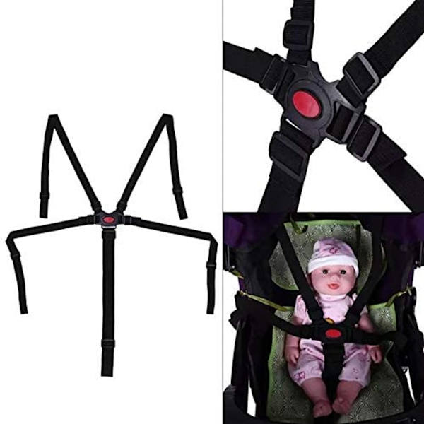 Viktig Säkerhetssele för Bebisar, Justerbar 5-punktsrem för Barnstol och Barnvagn, Slitstark Nylon för Fullständigt Skydd med Lättviktig Vikbar Design