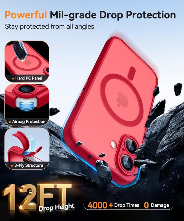 Magnetic Case for iPhone 16 Pro Max with Full Camera Protection [MagSafe Compatible] [Transparent Matte] Protective Phone Case, Hot Pink Red[TT] Red iPhone 16
