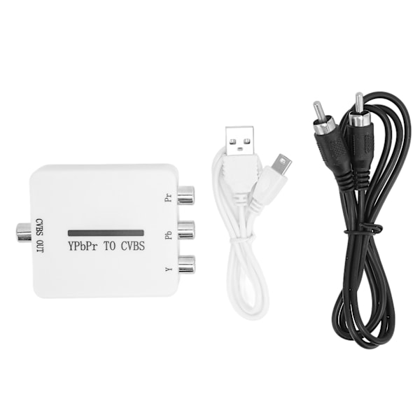 Videokonverter Mini YPbPr till CVBS Audio Video Adapter för Projektorer Monitorer TV-apparater
