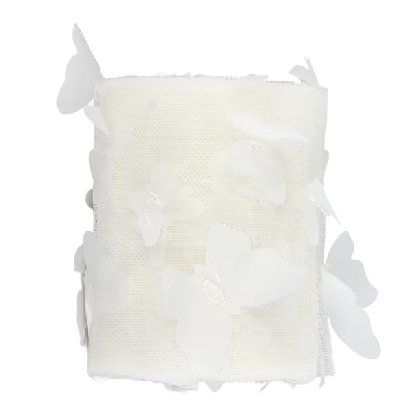 Tyllrullesøm Fargerik nettinggarnrull DIY hårtilbehør Materiale stropp Tyllrull Off White