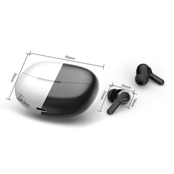 Trådlösa hörlurar Bluetooth V5.1 med LED-strömindikator och inbyggt laddningsfodral