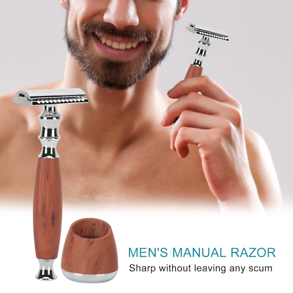 Edge Safety Razor Classic Manuel Dobbeltkantet Sikkerhedsbarbermaskine med træhåndtag til mænd