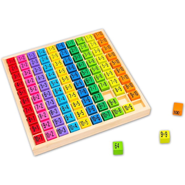 Multiplikations- och additionsbrädsspel för robust och säker inlärning, pedagogiskt matematikbord med färgglada kuber 19*19*2,3 cm