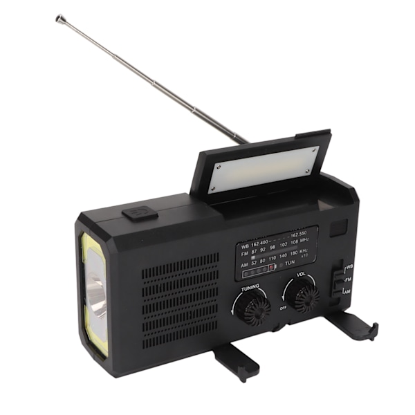 Vevradio AM FM NOAA 4000mAh Solcellsdriven Bärbar Väderradio med LED-Ficklampa för Nödsituationer