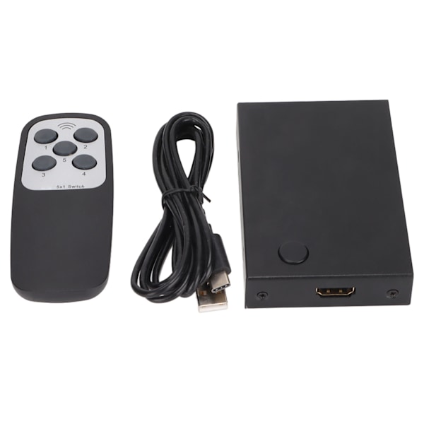 18Gbps HD Multimedia Interface 2.0 5x1 Switch 5 ingångar 1 utgång Switch Selector med fjärrkontroll och laddningskabel