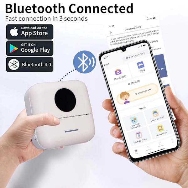 Mini Termisk Fickskrivare Bluetooth Mobiltelefon Foton Etikett Utskriftsmaskin