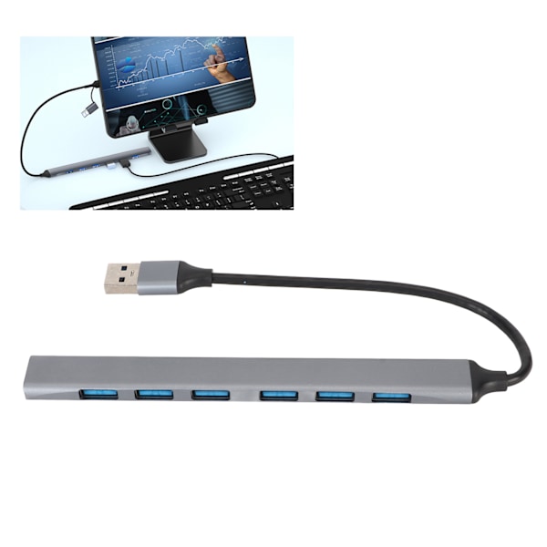 7 i 1 USB-hubb 1 USB 3.0-portar 6 USB 2.0-portar USB-dockningsstation för USB-minne Trådlös mus Tangentbord Laptop PC