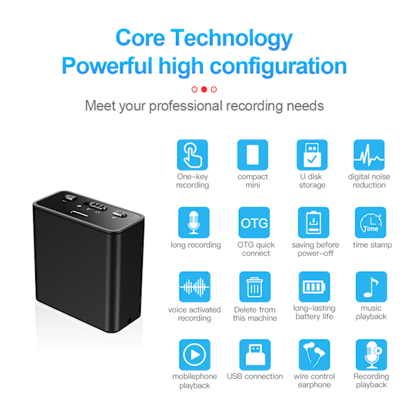 Mini Digital Röstinspelare Stark Magnetisk Adsorption AI Intelligent HD Brusreducering Röstaktiverad Inspelare Neutral Engelska 4GB