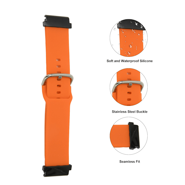 Vaihdettava ranneke 20mm vedenpitävä pehmeä pikalukitus silikoniranneke Garmin Fenix 7S oranssi