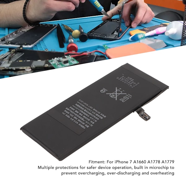 Ersättningsbatteri 7.45Wh 1960mAh Svart Säkert Effektivt Telefon Ersättningsbatteri Reparationsverktyg för IPhone 7 A1660 A1778 A1779