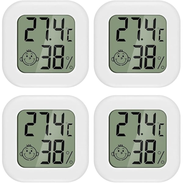 4-delad mini LCD-termometer hygrometer inomhustermometer lämplig för barnrum, sovrum