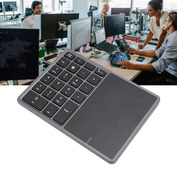 Trådlöst numeriskt tangentbord Professionellt 22 tangenter Dubbla lägen Bluetooth 4.2 2.4G Trådlös sifferplatta med pekplatta för bärbar dator stationär PC Mörkgrå