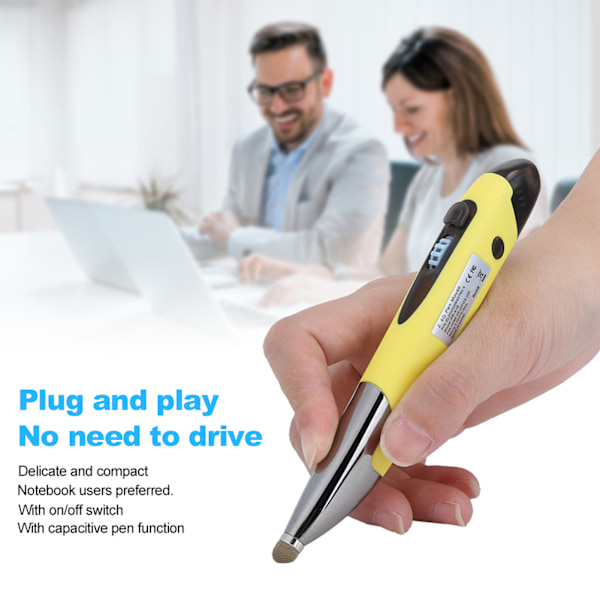 Muspenna 2.4G Trådlös ABS Kapacitiv Skärm Handskrift med Adaptrar för Win xp/7/8/10 Gul