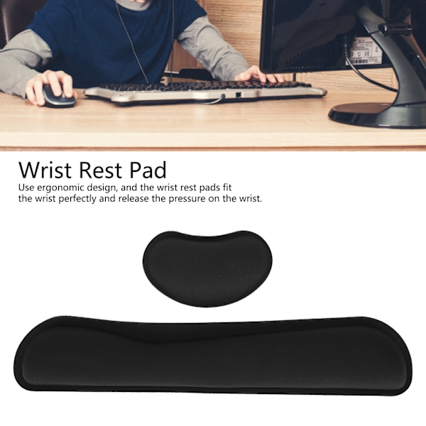 Handledsstöd Memory Foam Ergonomiskt Halkfritt Mus Tangentbord Kudde Stöd Set