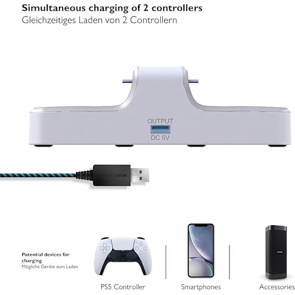 PS5 Controller Laddstation [LED Status Indikator] - PS5 Controller Tillbehör - Playstation 5 Laddstation - PS5 Laddstation Controller - PS5 Dockning