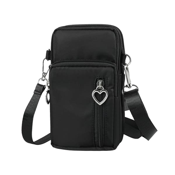 Mobile Phone Bag with Shoulder Strap - Handbag Black black