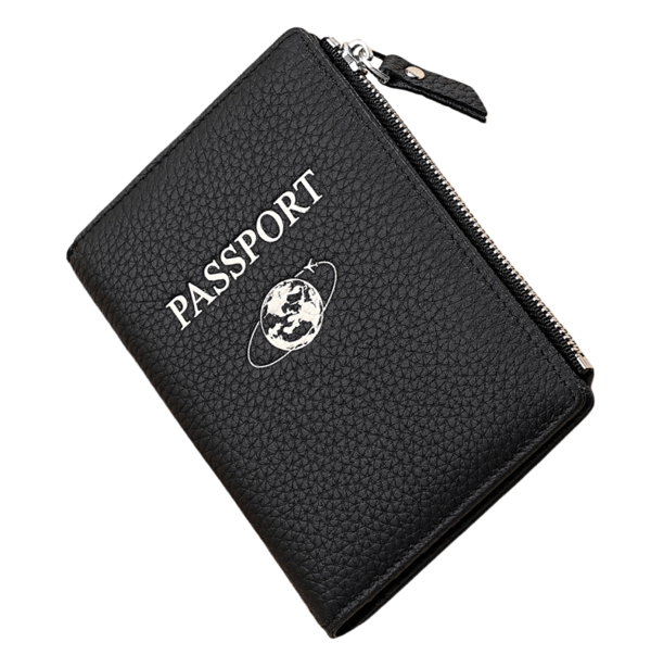 RFID Blocking Leather Travel Wallet for Passport Black Black 115