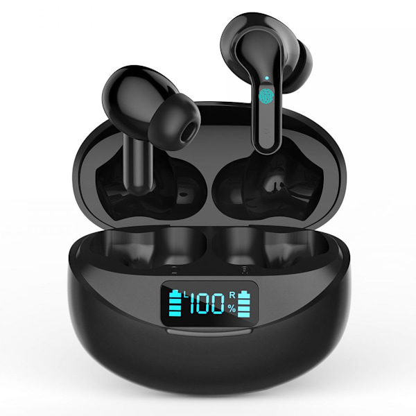 Trådlösa hörlurar Bluetooth V5.1 med LED-strömindikator och inbyggt laddningsfodral