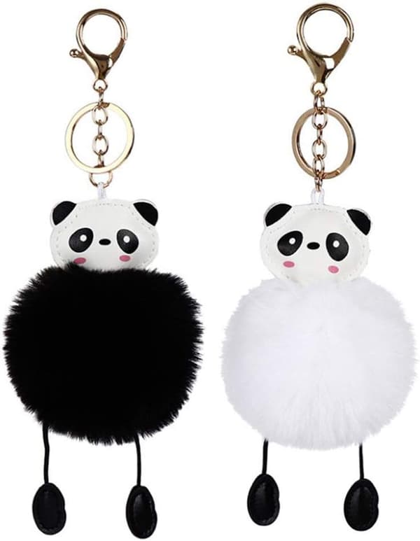 2 søde plys-panda nøgleringe bilnøgleetuier, pandaformet nøglering