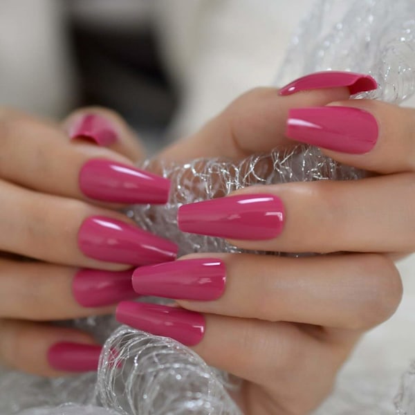 Perfekt för speciella tillfällen Nagelkonst, 24 st Press On-naglar för kvinnor med trendig Ballerina Lång Kistform, Inkluderar enkla appliceringsverktyg