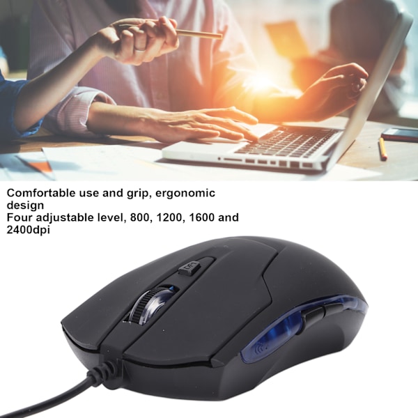 Gamingmus Justerbar 800 1200 1600 2400DPI Kraftfull Prestanda Ergonomisk Design Bekväm Användning PC Gaming Möss