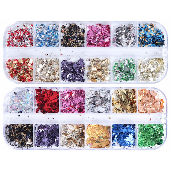 Regnbåge Holografisk Nagelglitterfolie, 24 st för Mångsidig Dekoration, Specialformade Nagelpaljetter för DIY-Design