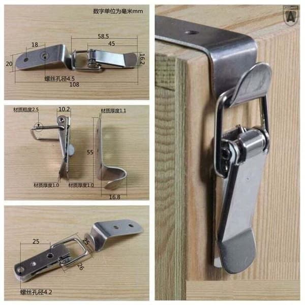 Ersandy 4-piece toggle latch, lever latch, spring-loaded stainless steel toggle latch for chests