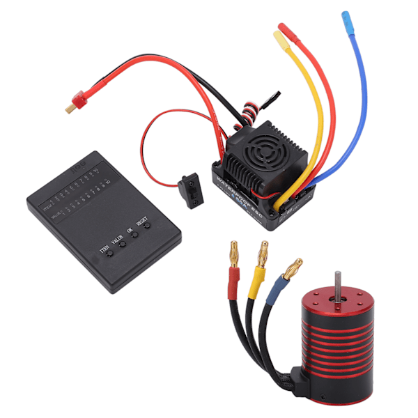 Vattentät 3650 Borstlös Motor med 60A ESC Programmeringskort Combo Set Tillbehör för 1/10 RC Bil 5200KV