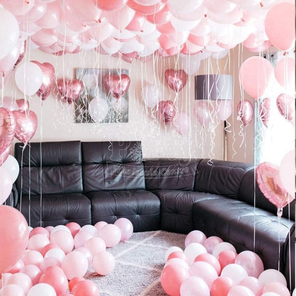 Syntymäpäiväkoristelu Tyttö Hyvää syntymäpäivää Garland Ilmapallot Set, jossa vaaleanpunaisia ​​ilmapalloja, pehmopaperipomponeja, vaaleanpunaisia ​​koristeluun
