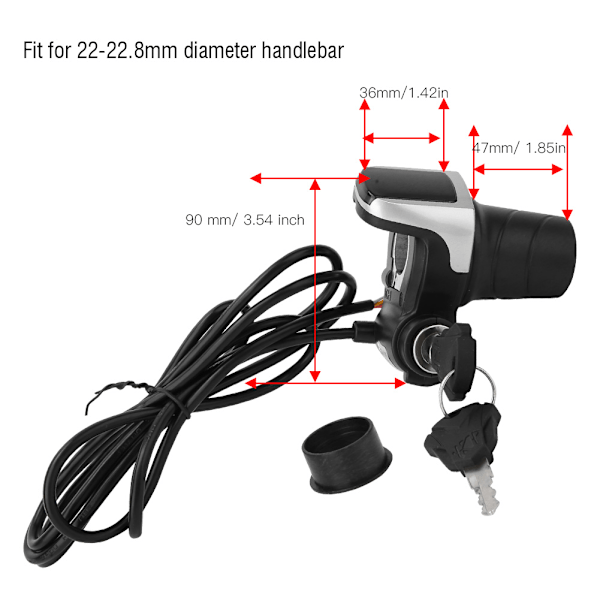 36V sähköpyörän polkupyörän sähköpyörän ohjaustangon kiertokaasu LCD-näytöllä ja avainlukolla