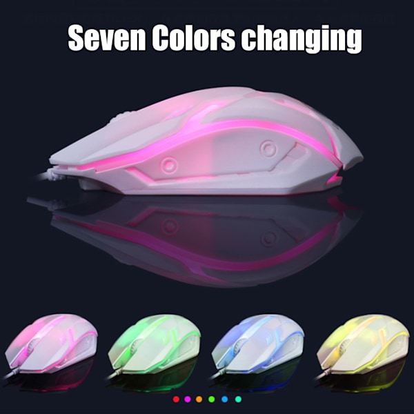 USB Gaming Tangentbord och USB Mus Combo LED Bakgrundsbelyst Tangentbord Robust Hållbart Färgglatt Lysande Gaming Mus Datortillbehör