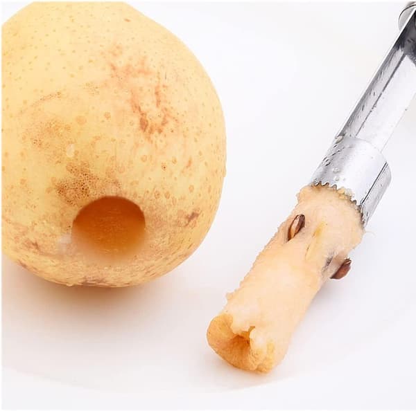 Professionel æblekerner i rustfrit stål, æbleudstikker i rustfrit stål til æbler og pærer, hjem og køkken med takket blad (4