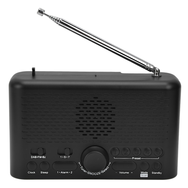 Väckarklockradio LED-display Basmembran Justerbar Ljusstyrka DAB FM Digital Väckarklocka för Hemmet