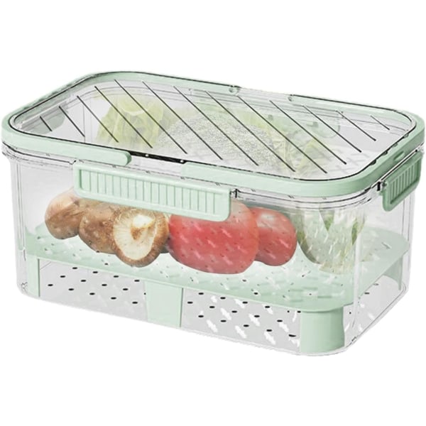 Fruktoppbevaringsbeholder Lunsjfruktbeholder Bærbar fruktmatoppbevaring med håndtak, lufttett Snack Saver Box Friskholdende container green