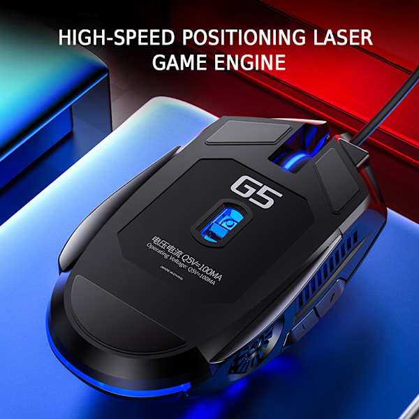 Gamingmus 6D 3200DPI Justerbar Trådbunden LED Datormus Tyst Mus för Laptop PC