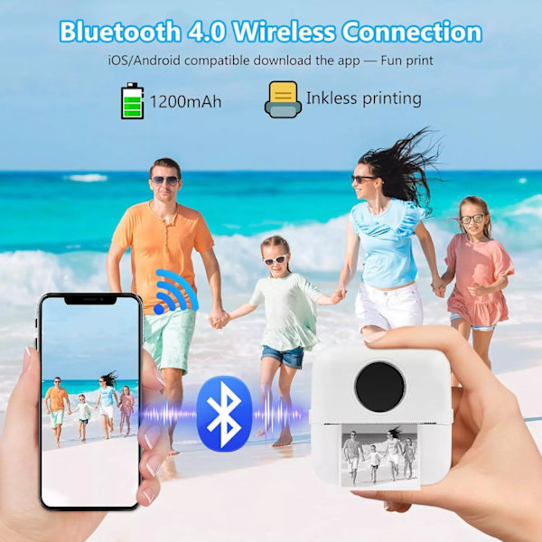Mini Termisk Fickskrivare Bluetooth Mobiltelefon Foton Etikett Utskriftsmaskin