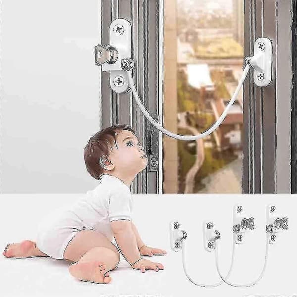 Vindus- og dørrestriksjonslåser 4 stk for babysikring Hjemmesikkerhet[TT] Black