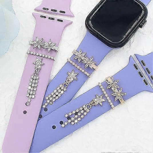 Urrem Charms Sæt, Chic Elegante Sten Diamant Armbånd Tilbehør (Ingen Rem)-Blå Sten-Guld[TT]