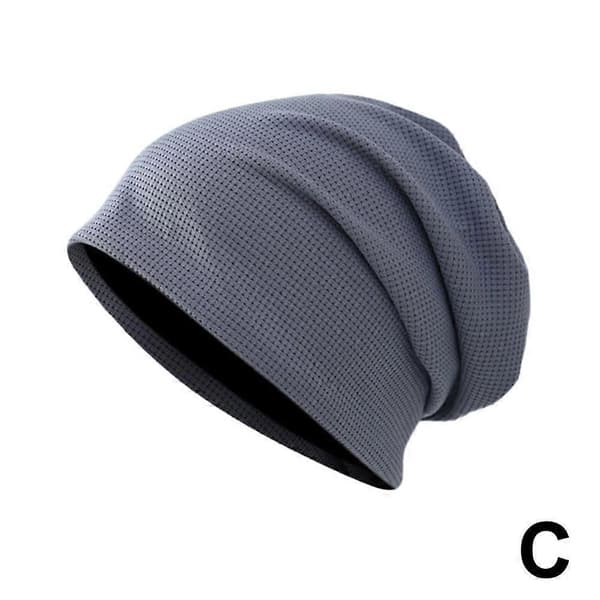 Enfärgade Stickad Mössa Tunn och Mångsidig Stickad Mössa Lös Modell Pile Mössor Blue