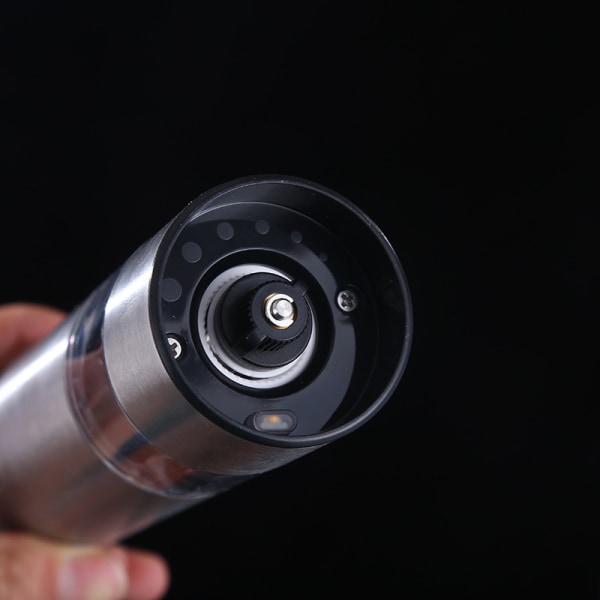 Genopladeligt elektrisk peber- og saltkværnesæt - Enhånds - Intet behov for batteri Moderne stil - Automatisk sort peberkorn og havsalt krydderimølle all steel