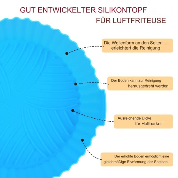 3 st airfryer silikon bakform rund nav form 24*19,5*6 110g light blue