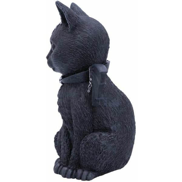 Befingret okkult kattefigur M - Polyresin - Sort og sølv - 10