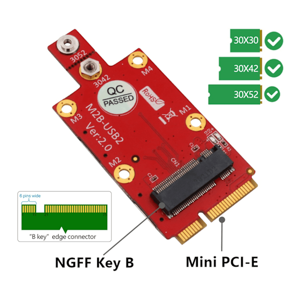 M.2 till Mini PCIE Adapter Konverter Dubbel NANO SIM-kortplats med M2 Skruvmejselsats