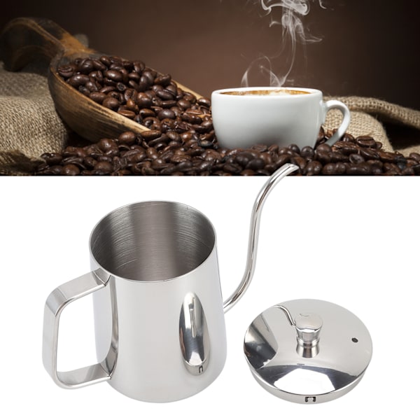 Pour Over Coffee Kettle Stainless Steel Handheld Narrow Drip Spout Gooseneck Coffee Pot 600ml Silver