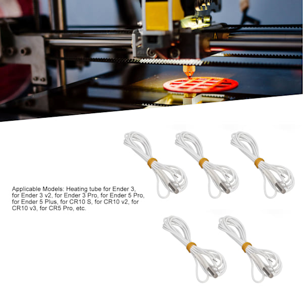 5 st. Uppvärmningskassetter i rostfritt stål med nickelkromtråd 70W 3D-skrivaruppvärmningsrör för Ender 3 24V 1M