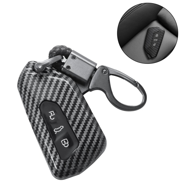1 stk nøkkelringdeksel for Volkswagen Golf 8, beskyttende karbonfiber nøkkelfri inngang smart fjernkontroll nøkkelveskeholder 3 knapper