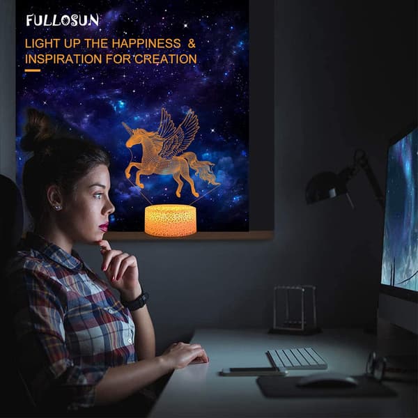 Enhörningspresenter för flickor, 3D Illusion Nattlampa Sänglampa