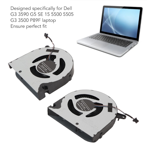 CPU GPU Kylfläkt Ersättning Laptop Intern Kylfläkt för Dell G3 3590 G5 SE 15 5500 5505 G3 3500 P89F