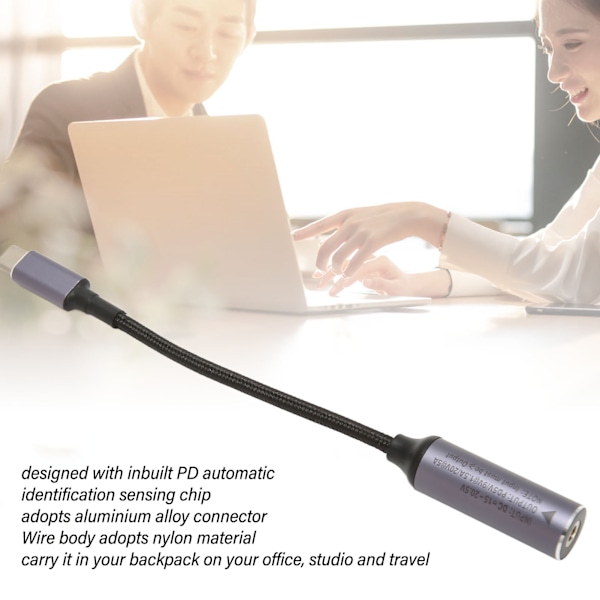 DC till Typ C Kabel 2.5x0.7mm 100W Hona Ingång till Hane Utgång Auto Identifiering Typ C till DC2507 Kabel för PC Telefon